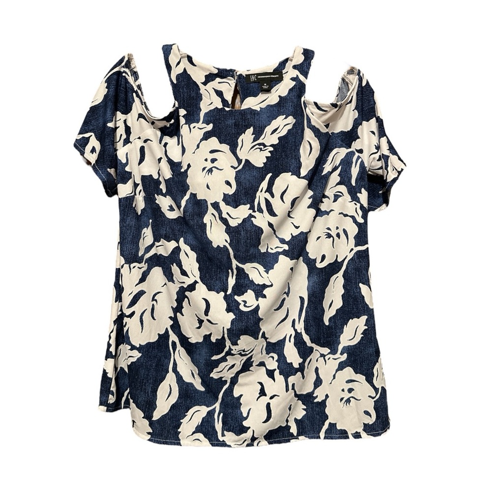 INC International Concepts Women's Medium blue/white Floral Cold Shoulder. NWOT